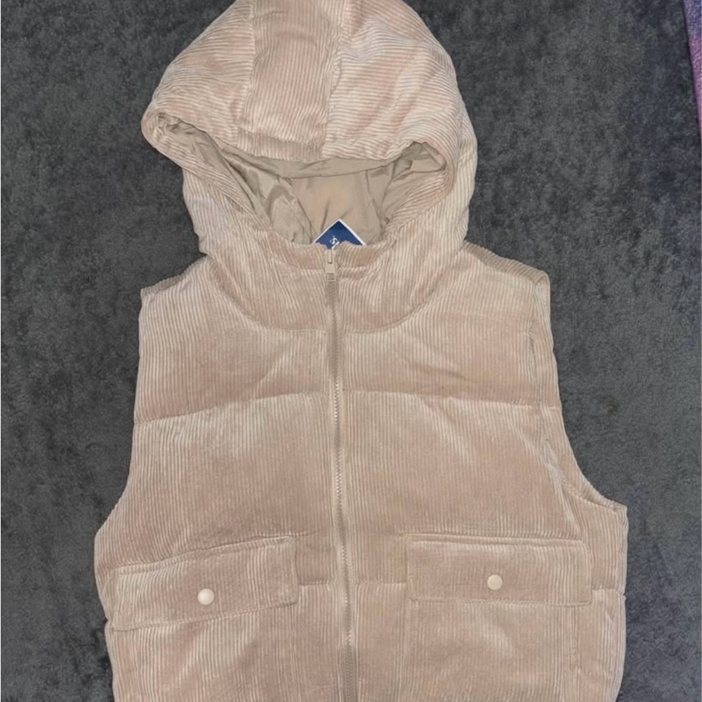 Tan Corduroy Hooded Vest